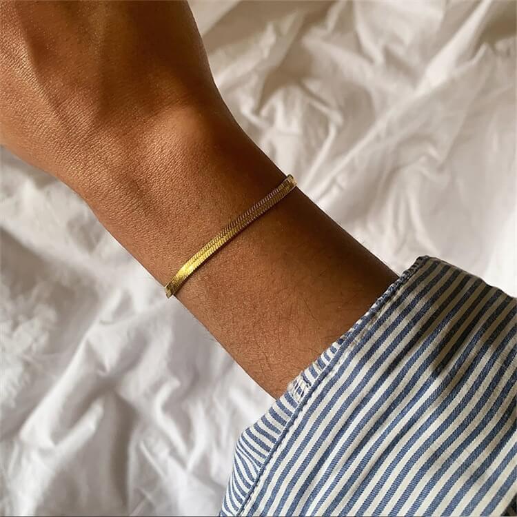 Avenyx Bracelet – 18K Gold Plated Flat Snake Chain Bracelet