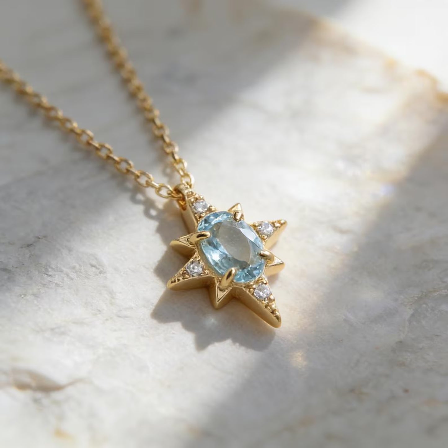 Astrella Star Necklace – Aquamarine Gold Celestial Jewellery