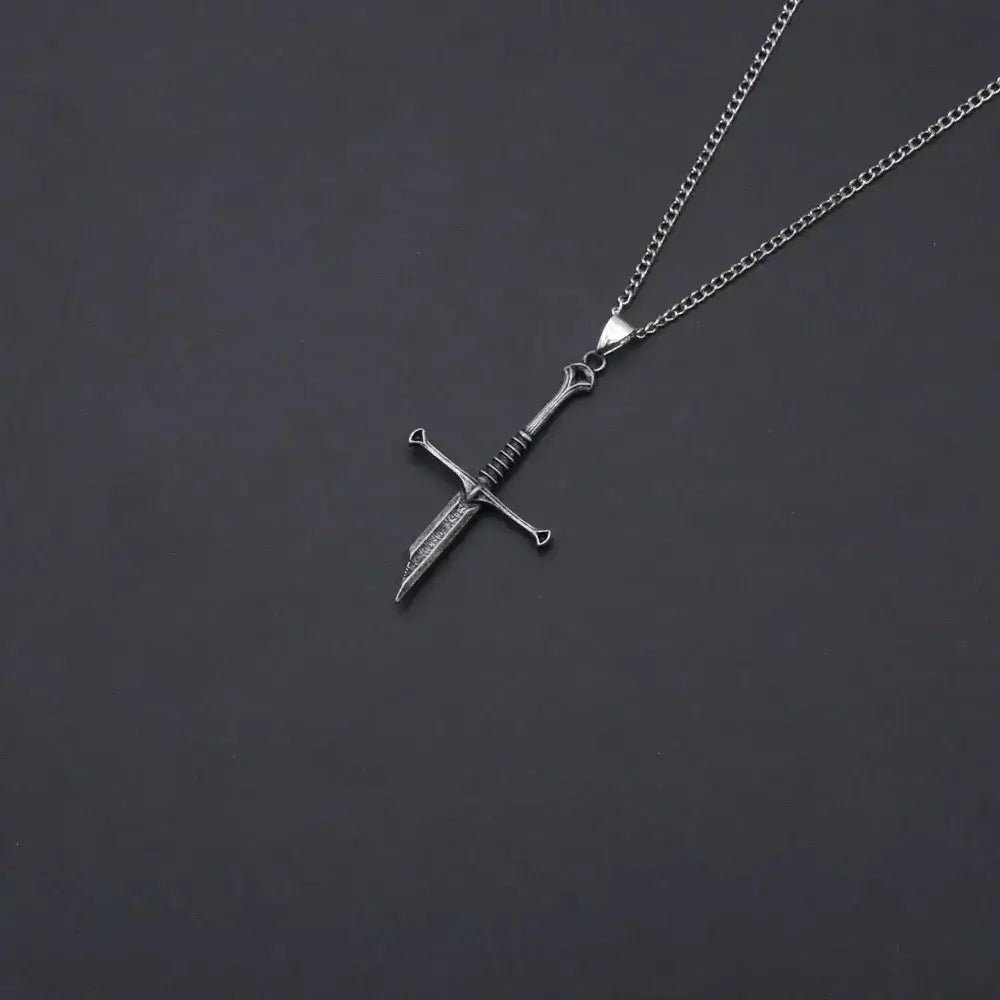 Alvora Gravion Crusader Sword Necklace – Medieval, Vintage Pendant for Men