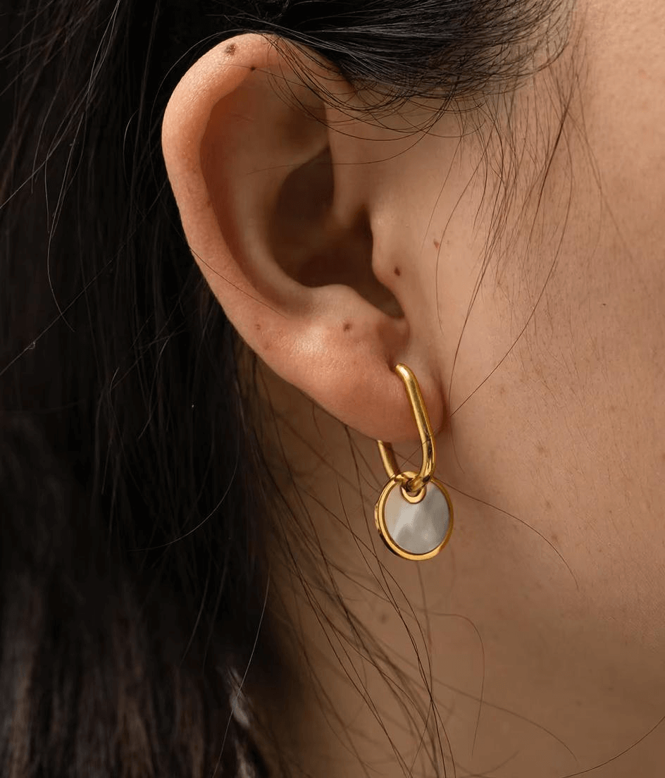 Orella Earrings – Mother of Pearl 18K Gold Plated Hoop Earrings