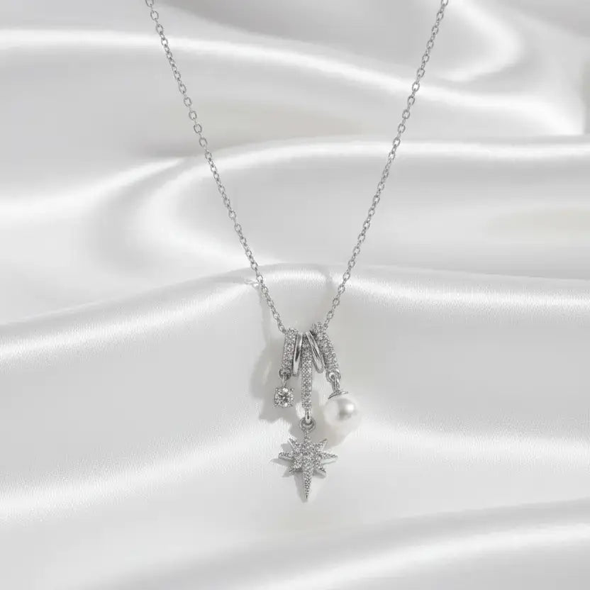 Alvora Perlistra Waterproof Necklace – Pearl & Star Charm Jewelry