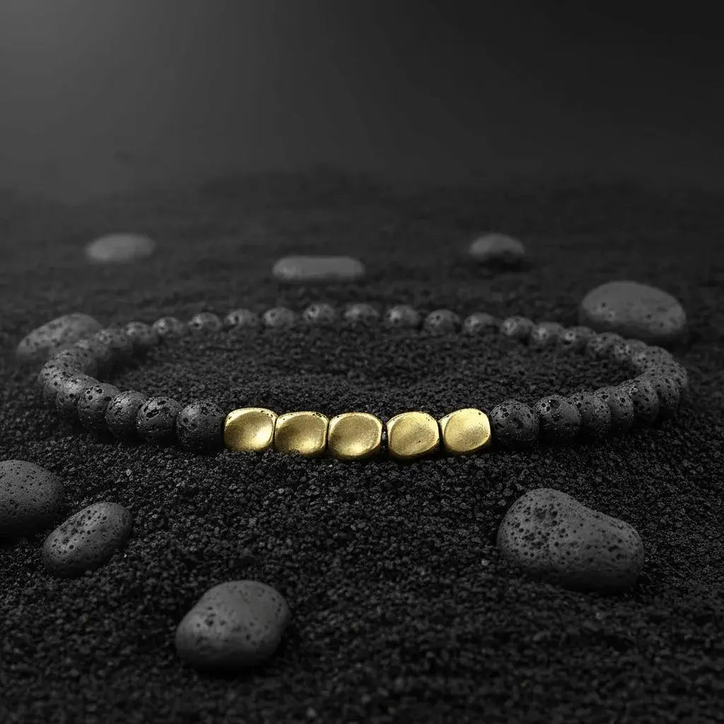 Alvora Volrex Natural Lava Stone Bracelet for Men | 4mm Minimal Men’s Jewellery