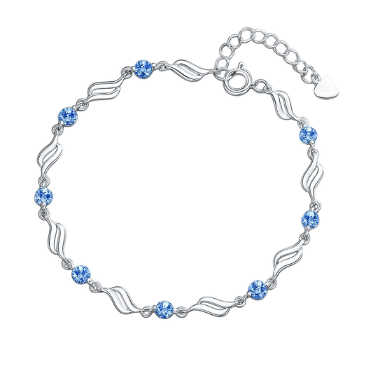 Alvora Bluséra Vintage Silver Blue Gem Bracelet | Elegant Waterproof Jewelry