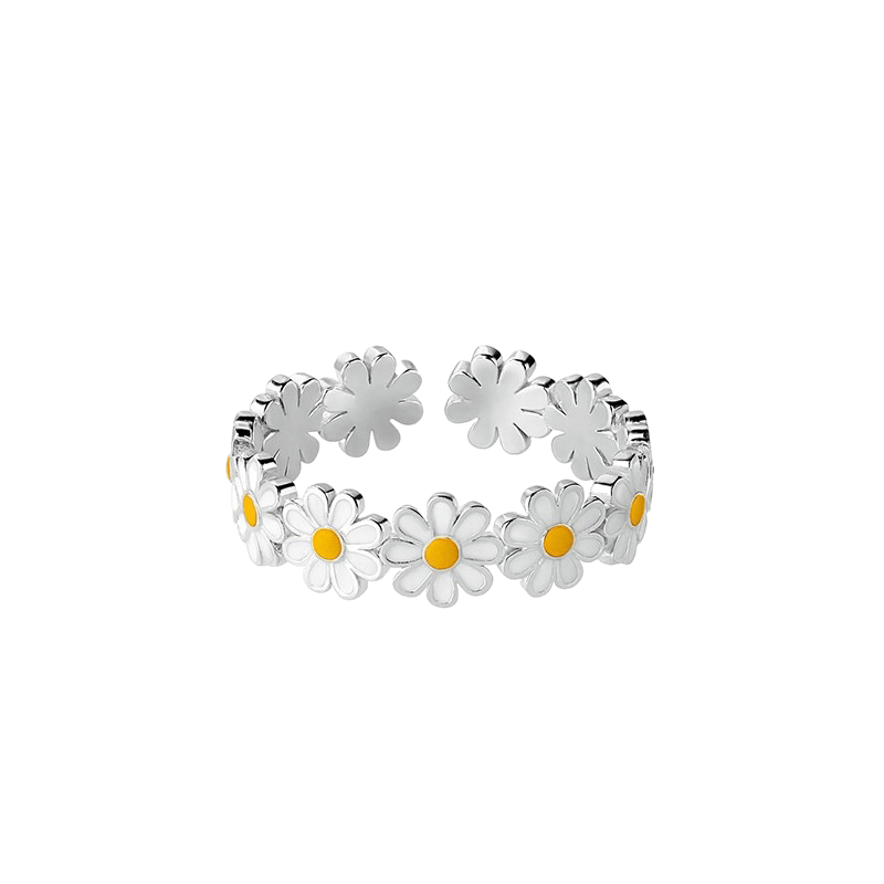 Alvora Marigale Daisy Ring – Silver Floral Stackable Ring