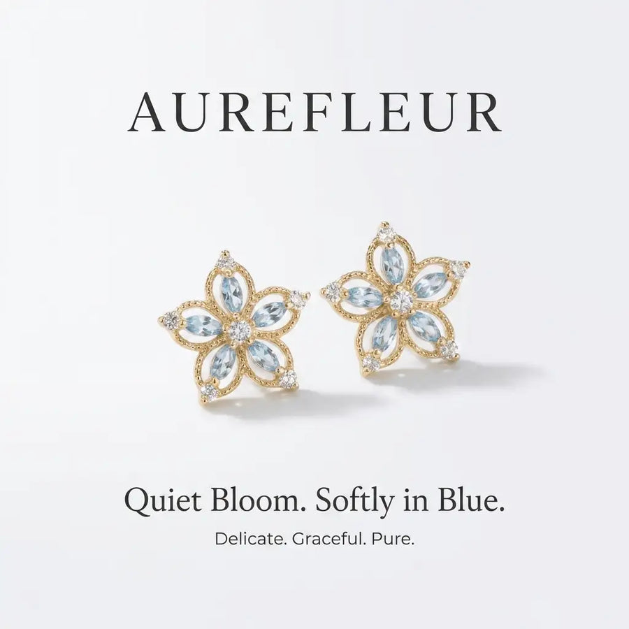 Aurefleur | Gold Floral Zircon Earrings – Elegant Jewelry