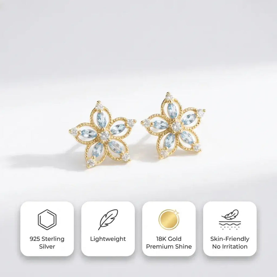 Aurefleur | Gold Floral Zircon Earrings – Elegant Jewelry