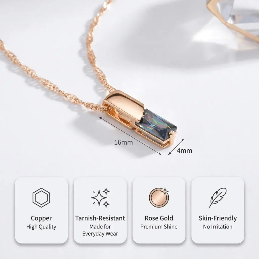 Elixson – Auralis N, Rose Gold Necklace with Colorful Zircon