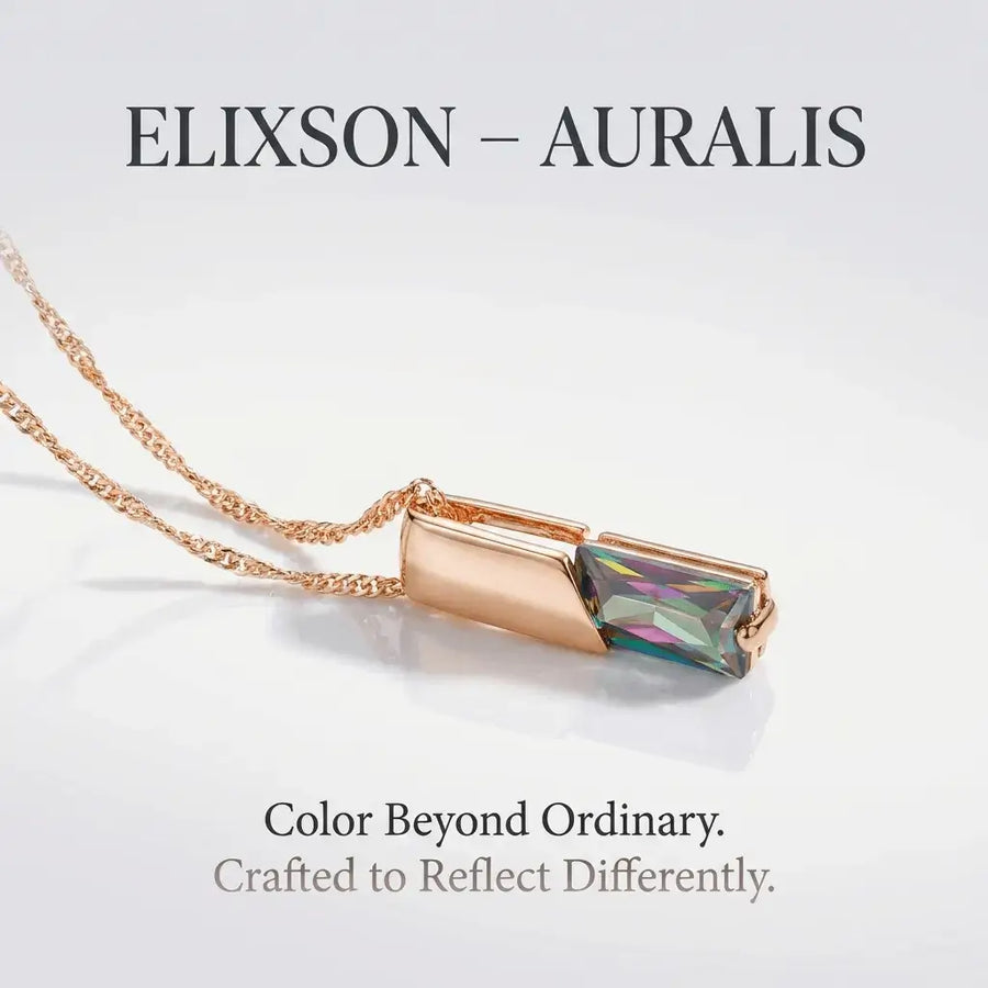 Elixson – Auralis N, Rose Gold Necklace with Colorful Zircon