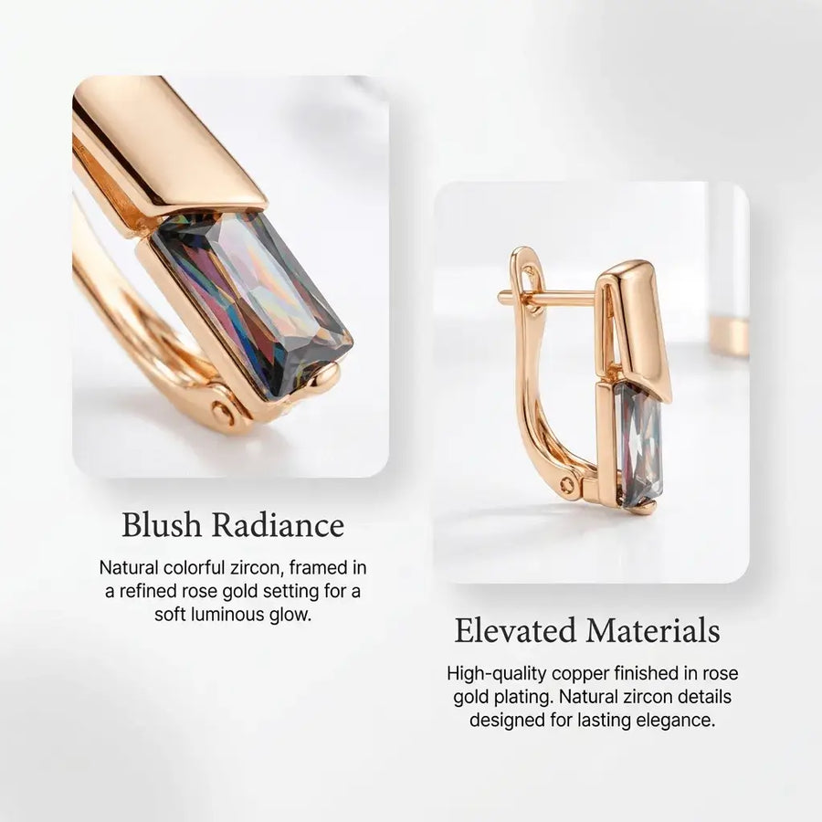 Elixson – Auralis E, Rose Gold Earrings with Colorful Zircon