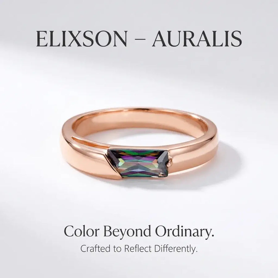 Elixson – Auralis Rose Gold Ring with Colorful Zircon