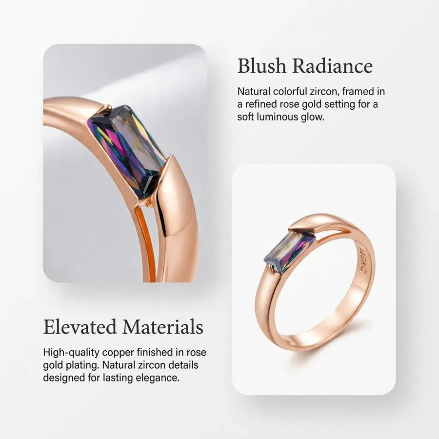 Elixson – Auralis Rose Gold Ring with Colorful Zircon