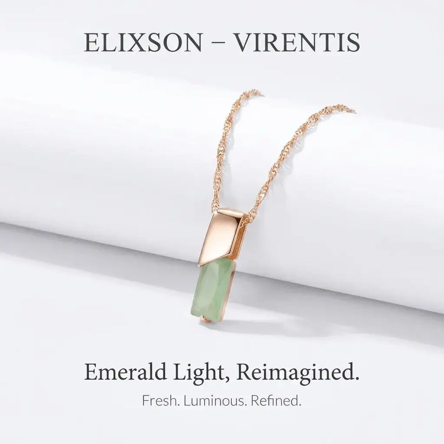 Elixson – Virentis | Green Zircon Rose Gold Minimal Pendant