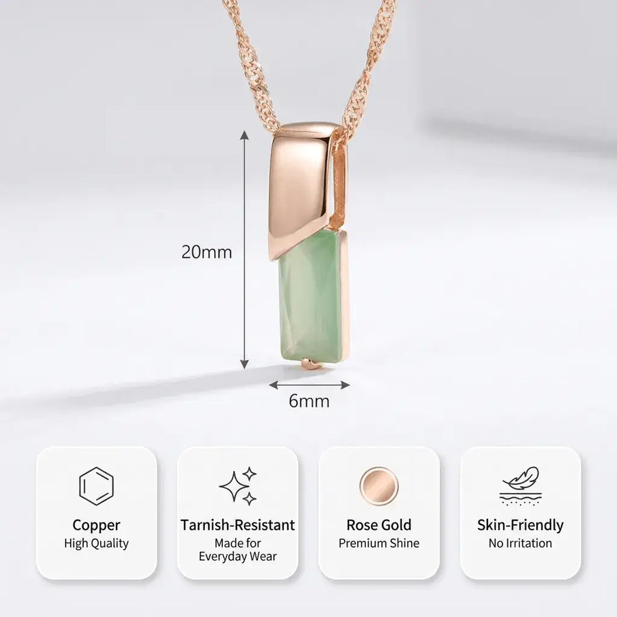 Elixson – Virentis | Green Zircon Rose Gold Minimal Pendant