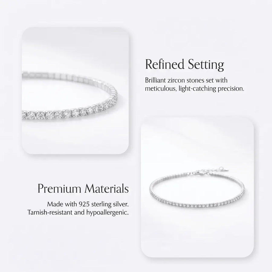 Noctessa Tennis Bracelet - Elegant Silver Minimal Design