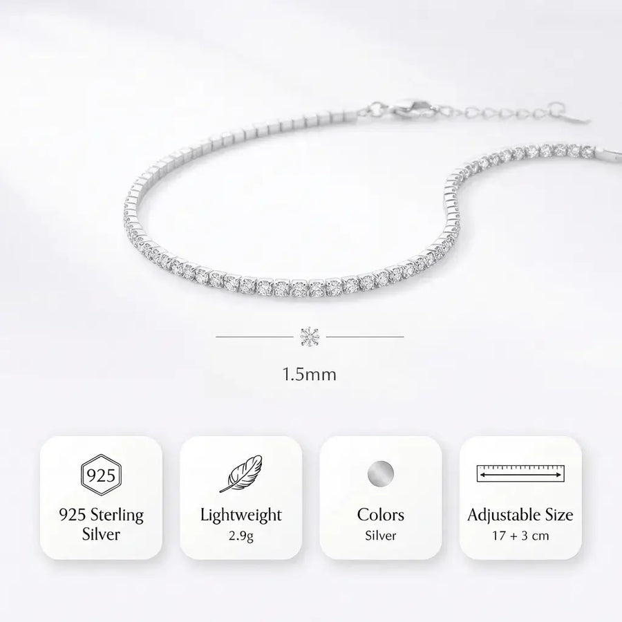 Noctessa Tennis Bracelet - Elegant Silver Minimal Design