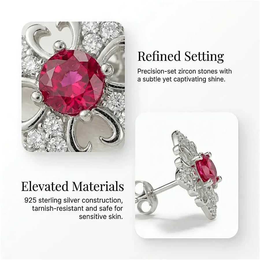 Rubellia – Red Zircon 18K Gold & Sterling Silver Earrings