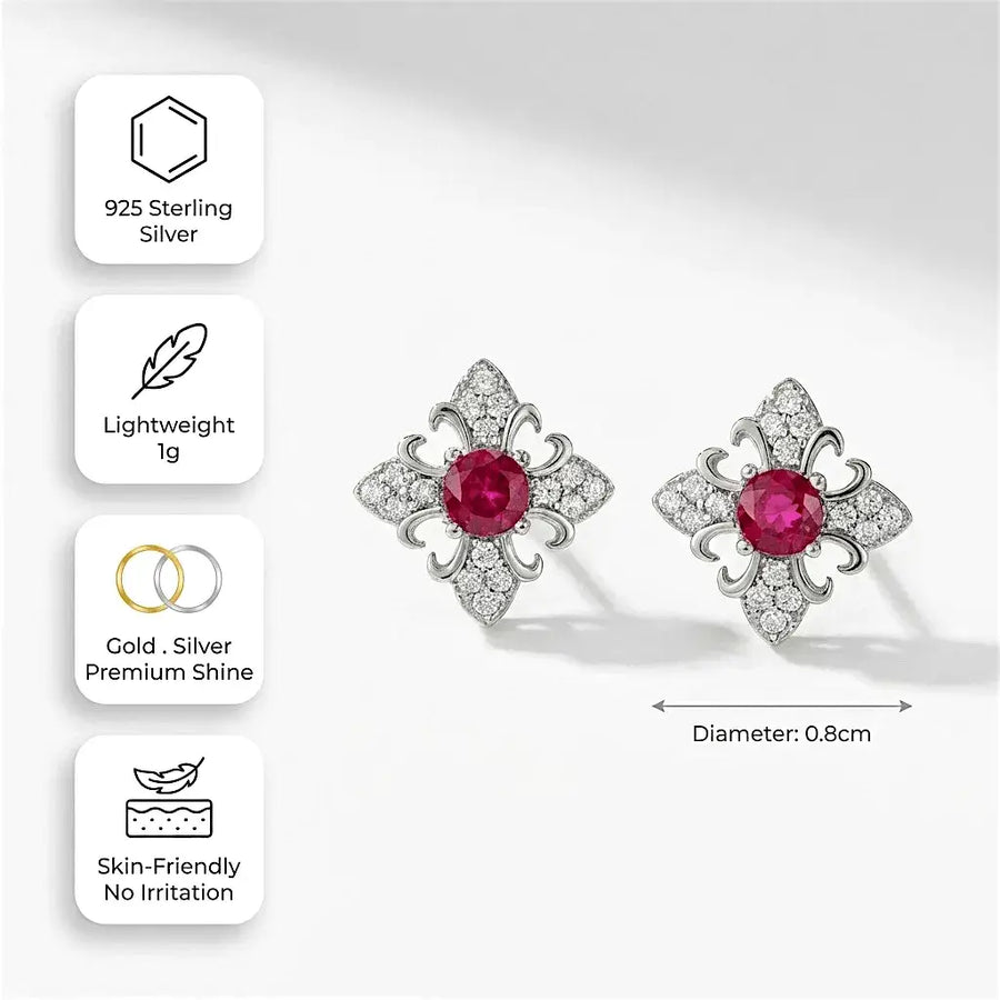 Rubellia – Red Zircon 18K Gold & Sterling Silver Earrings