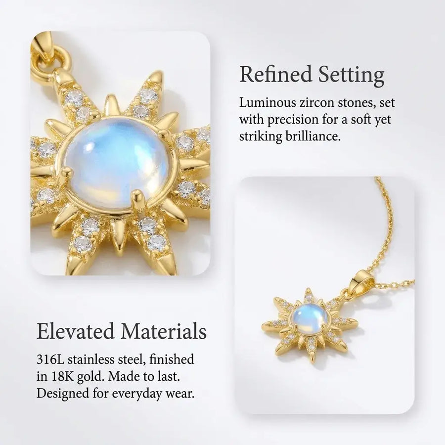 Sunaro – Waterproof Opal Pendant in 18K Gold & Silver