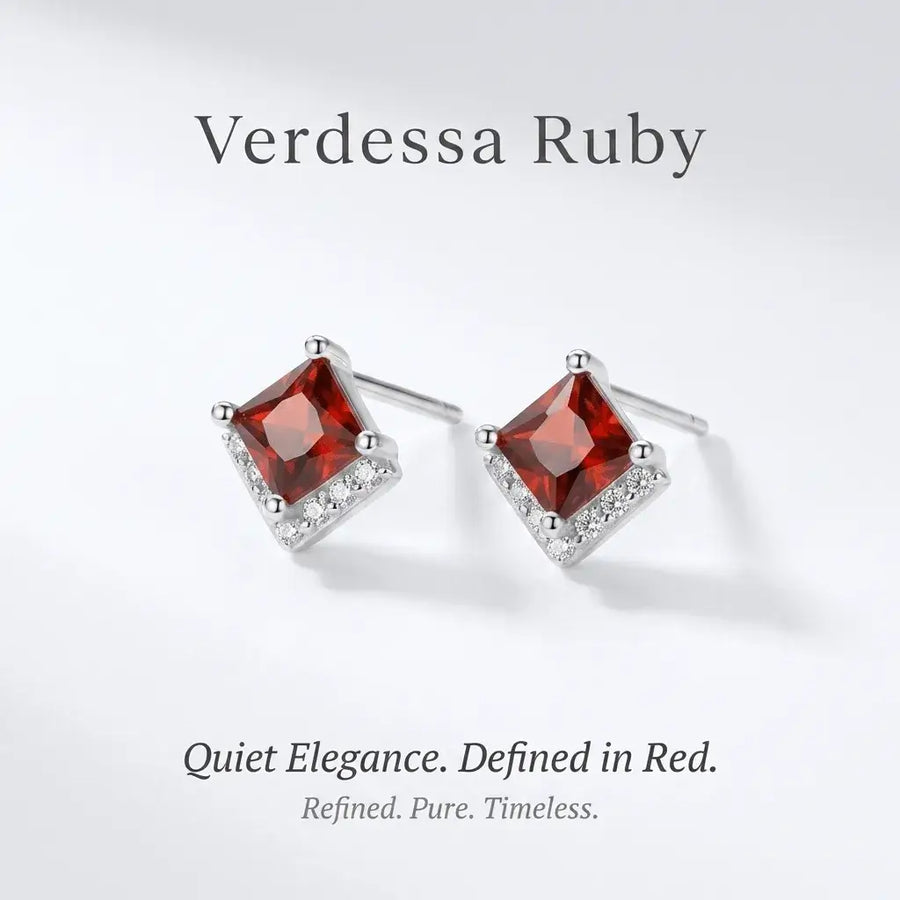 Verdessa Ruby Earrings – Red Zircon Gold & Silver Studs
