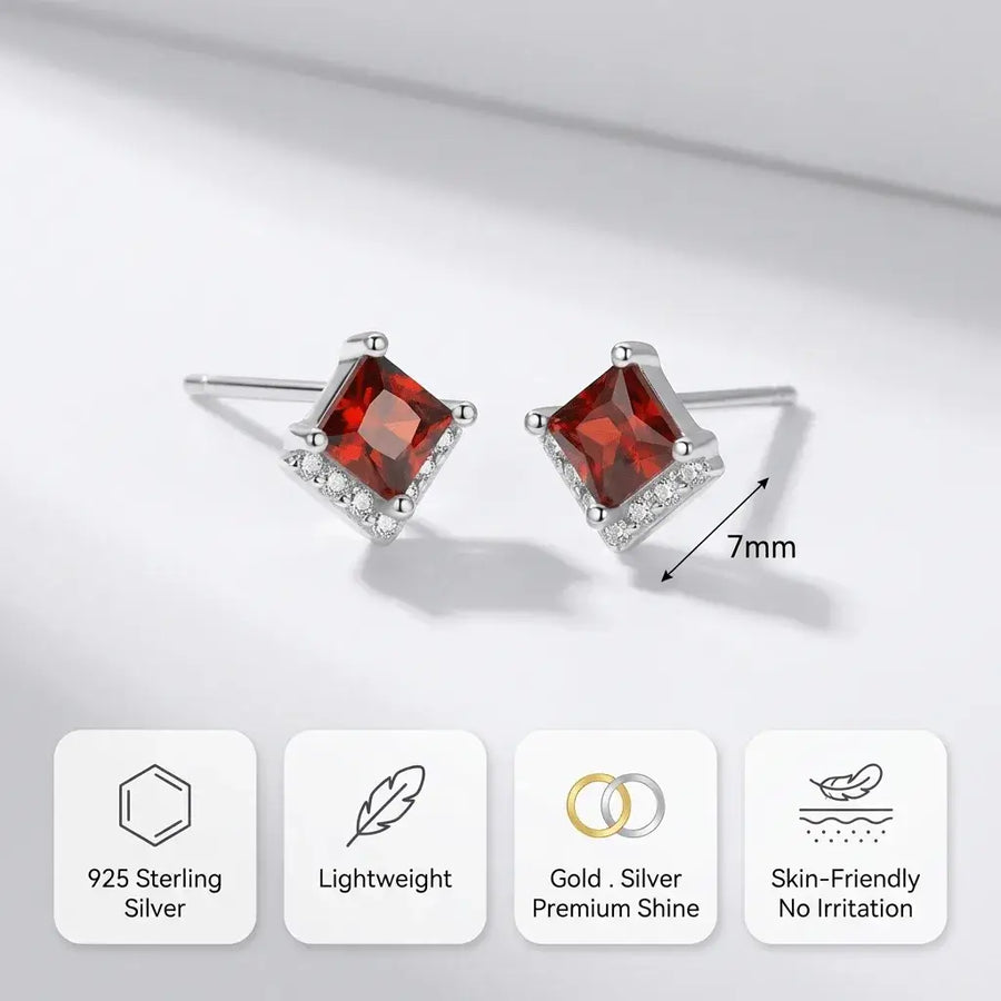 Verdessa Ruby Earrings – Red Zircon Gold & Silver Studs