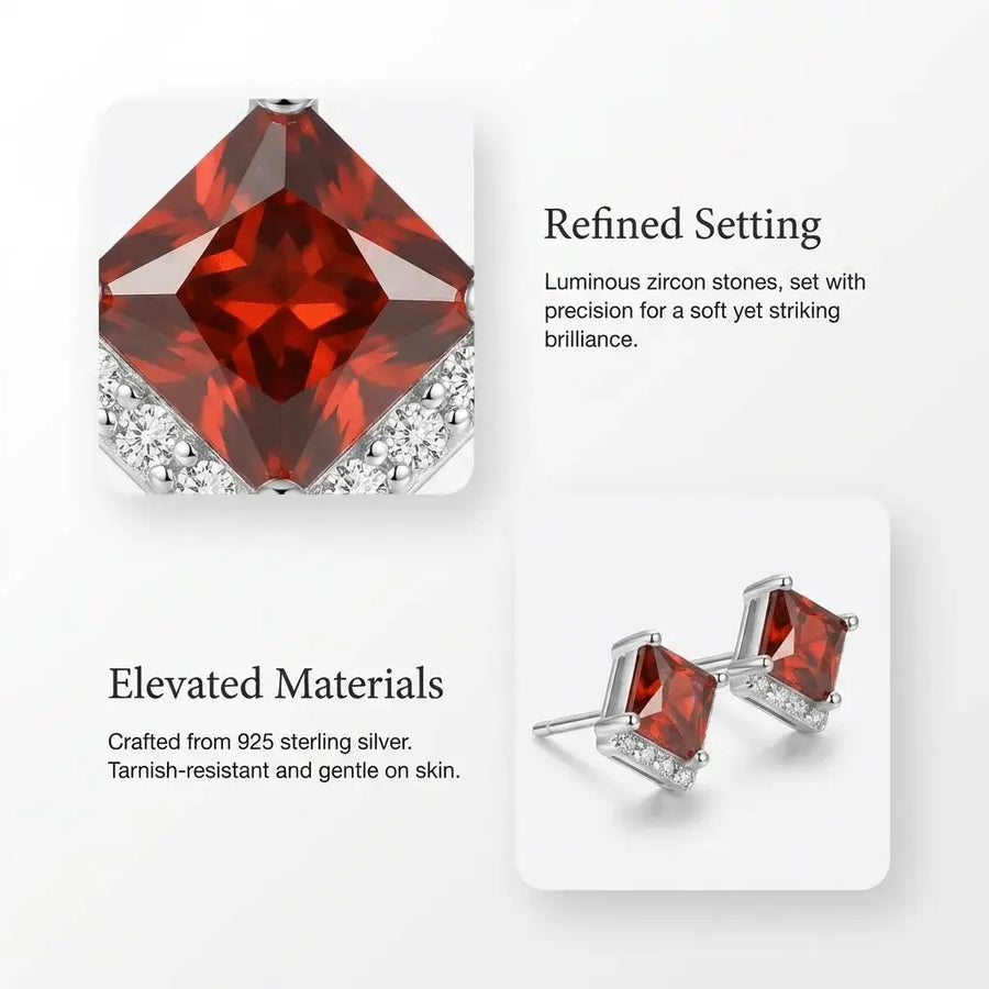 Verdessa Ruby Earrings – Red Zircon Gold & Silver Studs