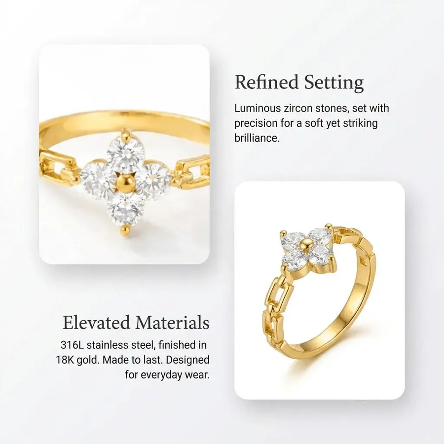 Zerlina | 18K Gold Waterproof Floral Ring