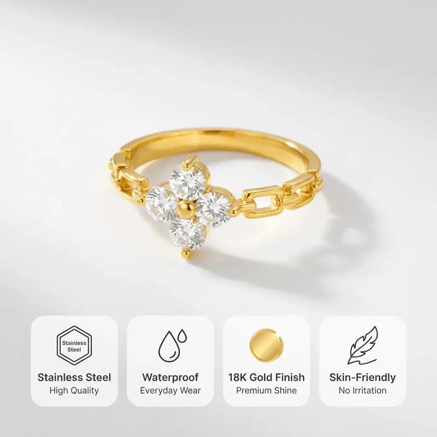 Zerlina | 18K Gold Waterproof Floral Ring