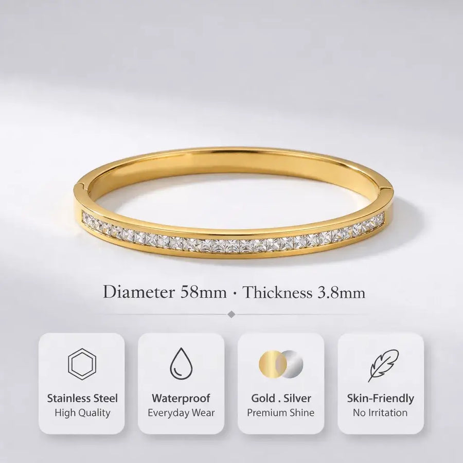 Zynera – Waterproof 18K Gold Stainless Steel Zircon Bracelet