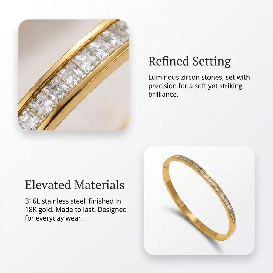 Zynera – Waterproof 18K Gold Stainless Steel Zircon Bracelet
