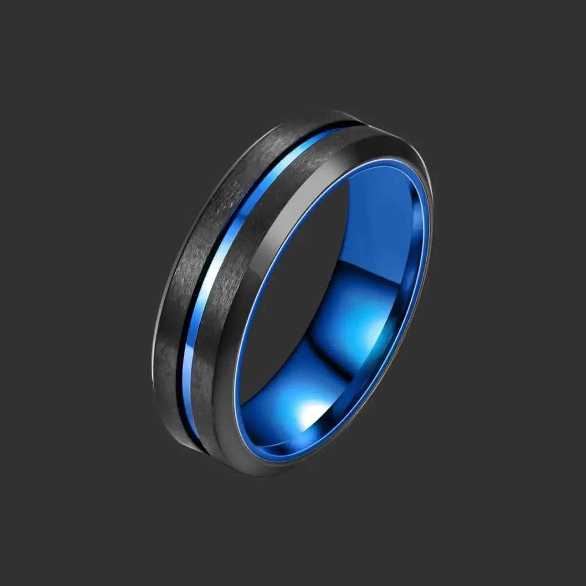 Alvora Abyssus | Black & Blue Stainless Steel Waterproof Men’s Ring