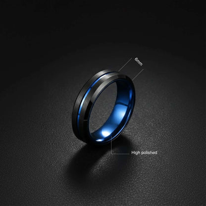Alvora Abyssus | Black & Blue Stainless Steel Waterproof Men’s Ring