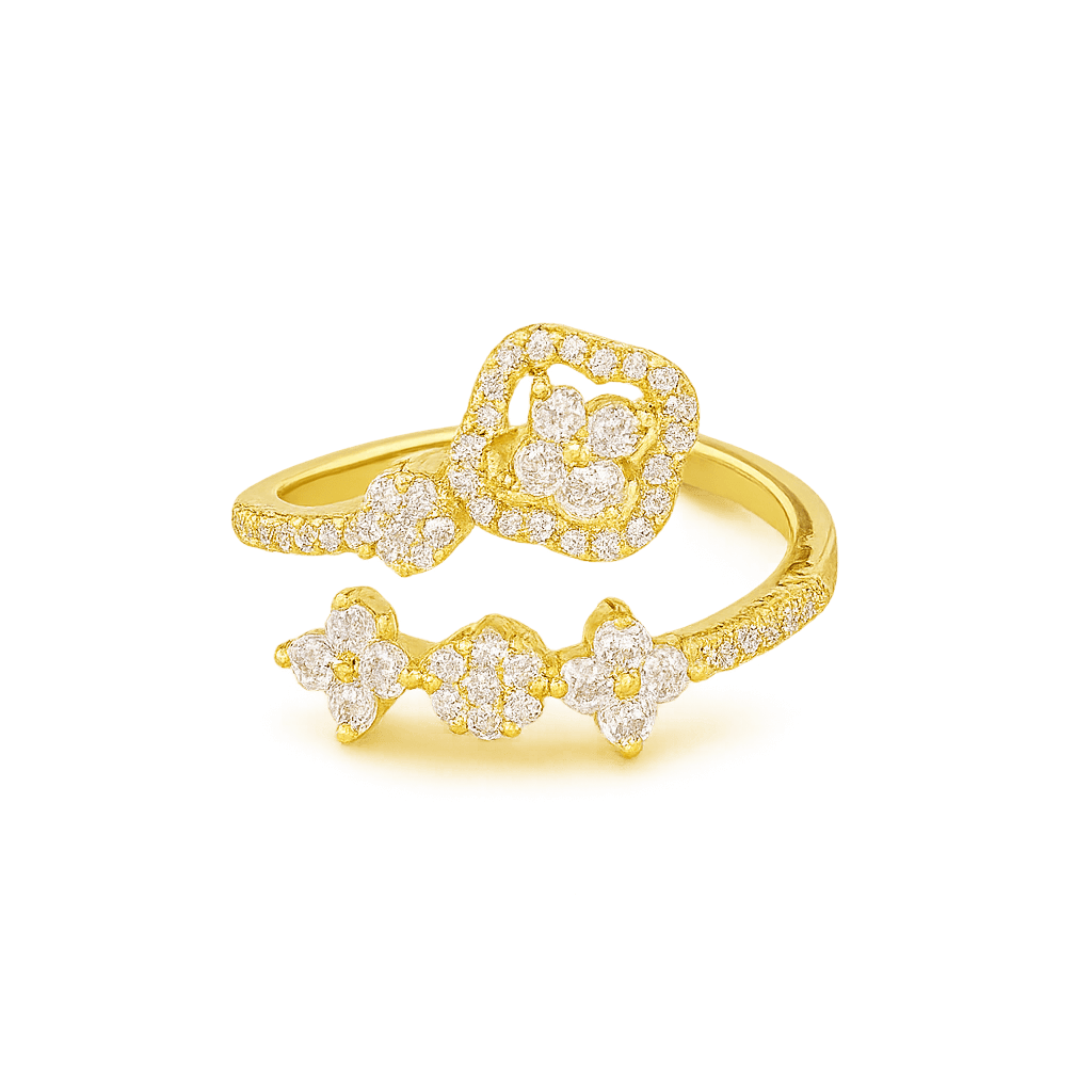 Althara Gold Ring – Floral Star-Path Jewelry Design
