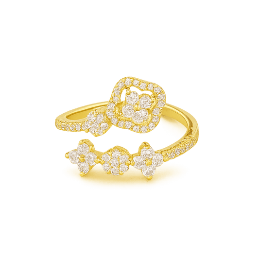 Althara Gold Ring – Floral Star-Path Jewelry Design
