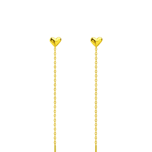 Alvora Amoura Gold&Silver Earrings | Heart Threader Drop Jewelry