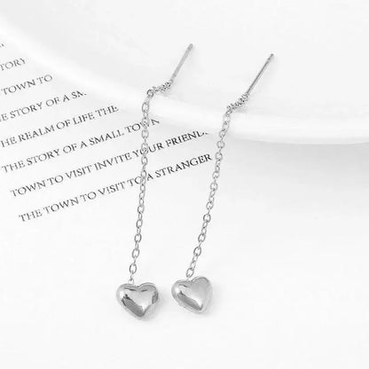 Alvora Amoura Gold&Silver Earrings | Heart Threader Drop Jewelry