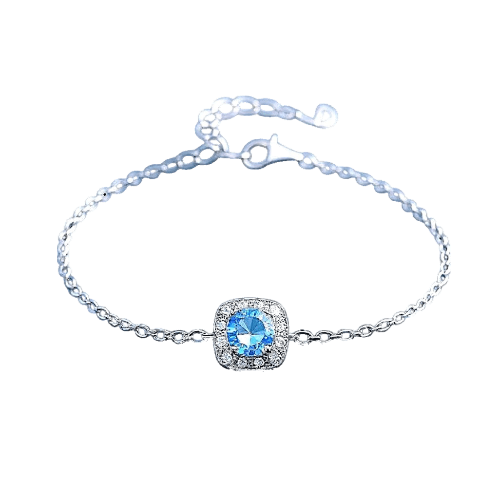 Aquarelle Silver Bracelet – Blue Crystal Minimal Jewellery | Alvora