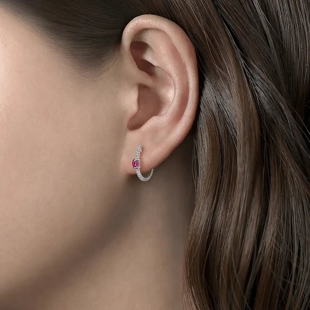 Alvora Arlisse Earrings | Pink Crystal Hoop Earrings with Elegant Sparkle