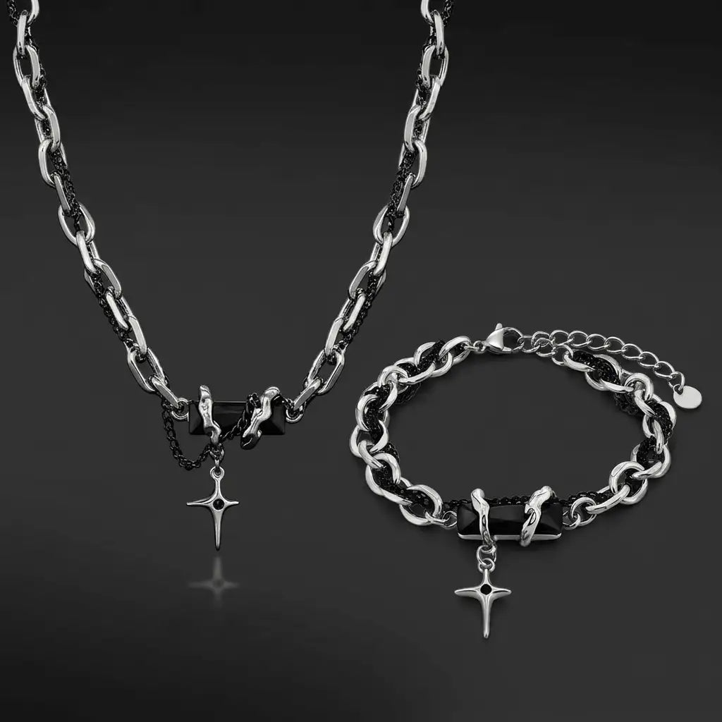 Vanta Onyx Star Bundle | Silver & Black Jewellery Set