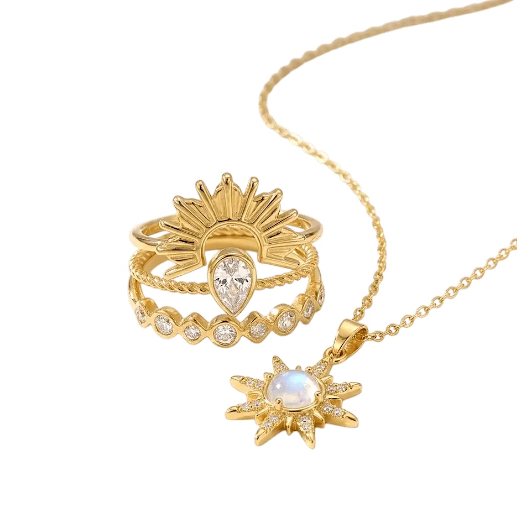 Sunaro Golden Radiance Bundle | Gold Necklace & Ring Set