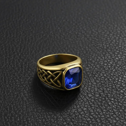 Alvora Ashen – Sapphire Men’s Signet Ring | Blue Stone Nordic Rune