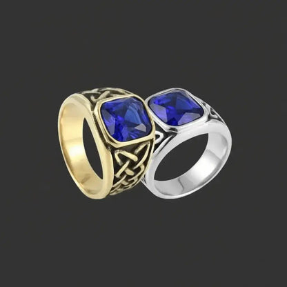 Alvora Ashen – Sapphire Men’s Signet Ring | Blue Stone Nordic Rune
