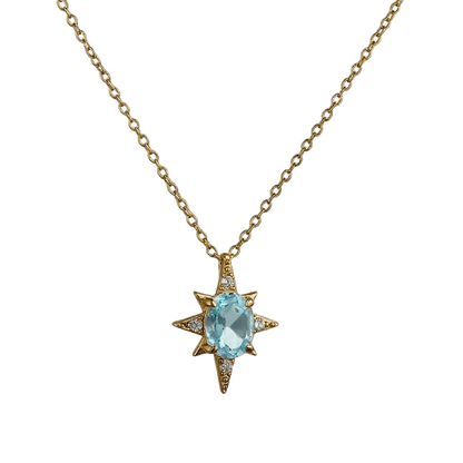 Alvora Astrella Star Necklace – Aquamarine Gold Celestial jewelry