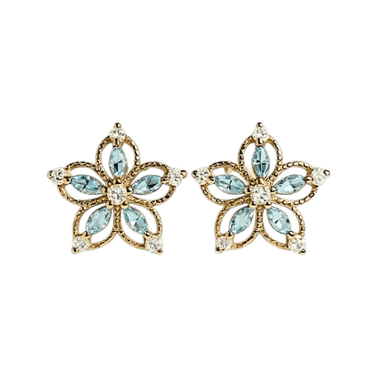 Aurefleur | Gold Floral Zircon Earrings – Elegant Jewelry