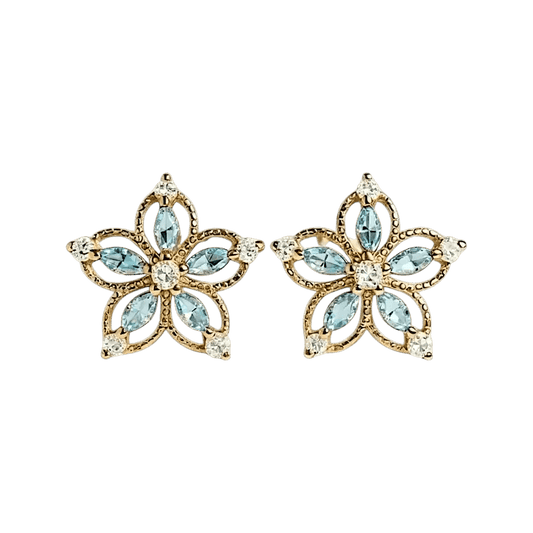 Aurefleur | Gold Floral Zircon Earrings – Elegant Jewelry