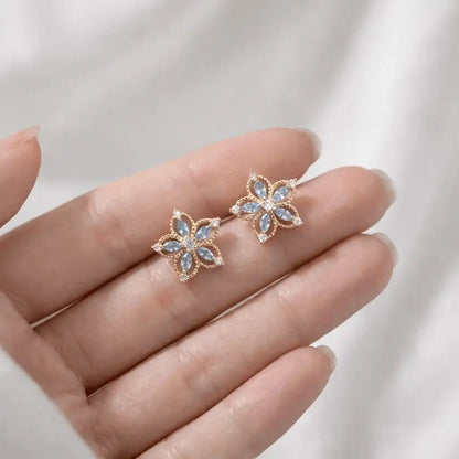 Aurefleur | Gold Floral Zircon Earrings – Elegant Jewelry