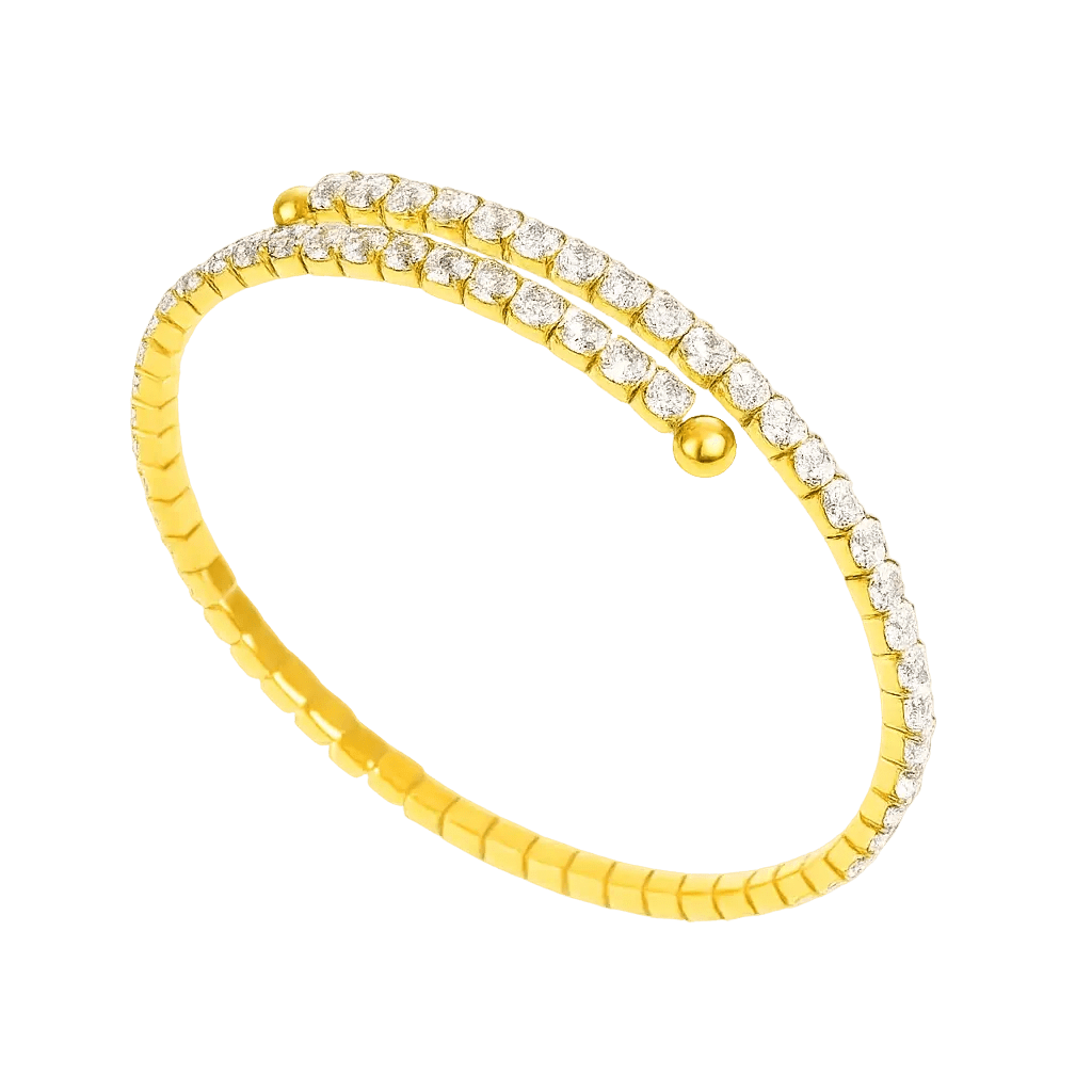 Alvora Aureline Gold Spiral Bangle – Radiant 18K Elegance Jewelry