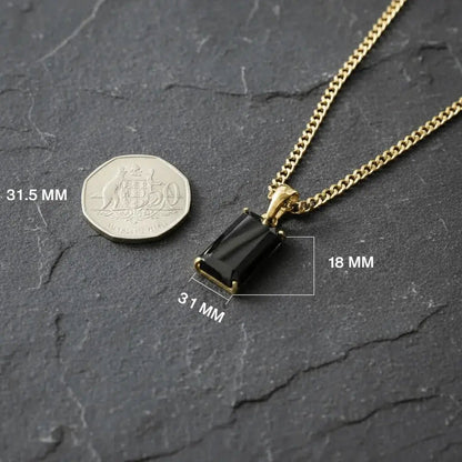 Alvora Aurelium – Onyx | Natural Onyx Pendant in Solid 18K Gold 