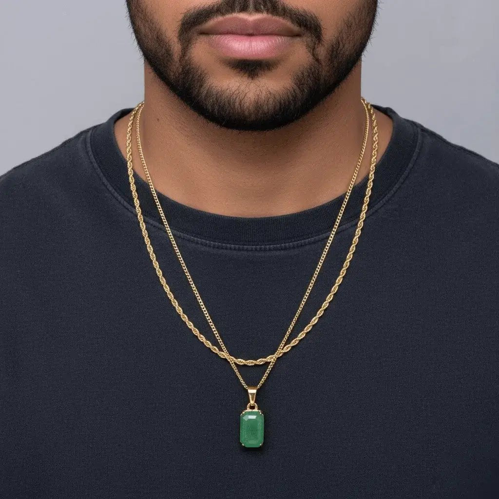 Alvora Aurelium – Aventurine Moss | Waterproof Men's Necklace