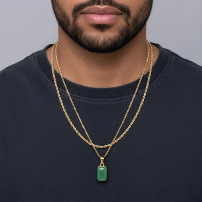 Alvora Aurelium – Aventurine Moss | Waterproof Men's Necklace