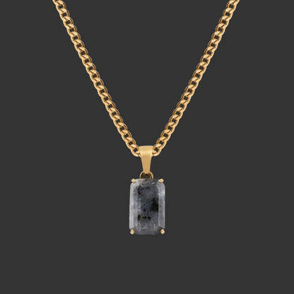 Alvora Aurelium – Black Spectrolite | 18K Gold & Silver Pendant